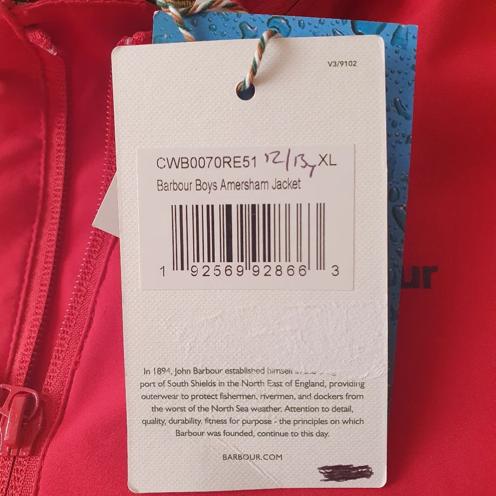 Barbour Boys Amersham Jacket Bnwt Rrp £100 Red XL 12-13yrs Waterproof School - Picture 4 of 10